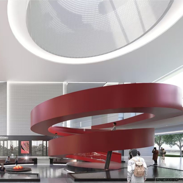 Curved unsupported steel structure staircase
