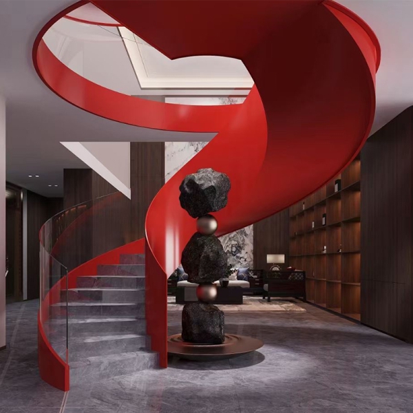 Curved unsupported steel structure staircase