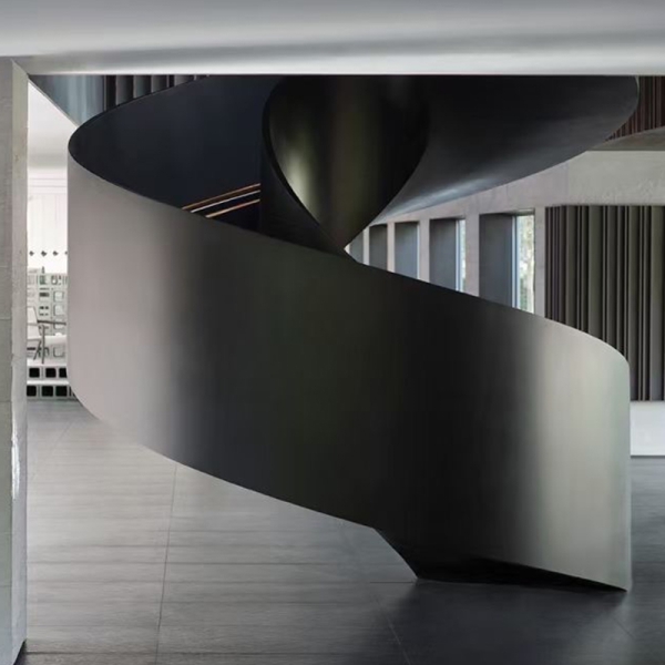 Curved unsupported steel structure staircase